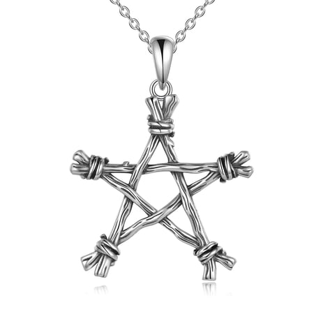 YAFEINI Pentagram Necklace Sterling Silver Pentacle Necklace Star Necklace Wiccan Jewelry Gifts for Women Men Mother's Day (pentagram)