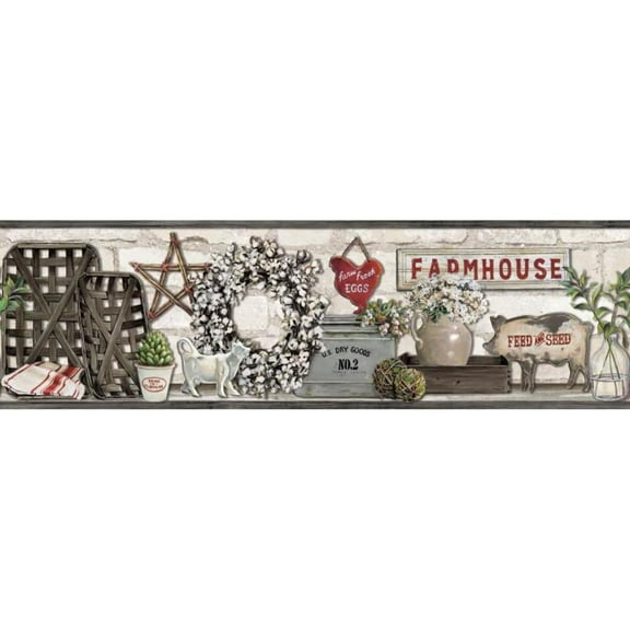 York Wallcoverings Farmhouse Shelf Wallpaper Border