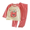 thumbnail image 1 of Odeerbi 1-7 Años Niños Niñas Pijama de Verano de Algodón de Manga Larga Con Camiseta Raglan Conjunto de Pantalones Suave Ropa de Dormir Estampada Conjunto de Pijama de Dos Piezas, 1 of 8
