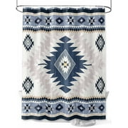 Shower Curtain Blue Bohemian Bathroom Curtains with Hooks, Waterproof Fabric Aztec Boho Tribal Bath Shower Curtains Set for Bathroom Bathtubs Decor 36x72 Inch