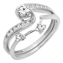 Dazzlingrock Collection 0.50 Carat (ctw) 10K Diamond Ladies Swirl Bridal Engagement Ring Set 1/2 CT, White Gold, Size 7.5