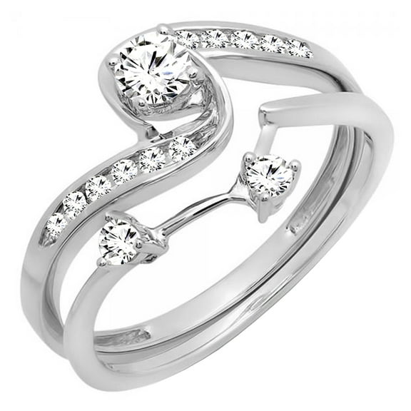 Dazzlingrock Collection 0.50 Carat (ctw) 10K Diamond Ladies Swirl Bridal Engagement Ring Set 1/2 CT, White Gold, Size 4
