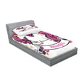 thumbnail image 2 of Ambesonne Cartoon Fitted Sheet & Pillow Sham Set, Unicorn with Pink Hair, Twinxl, Pink White, 2 of 2