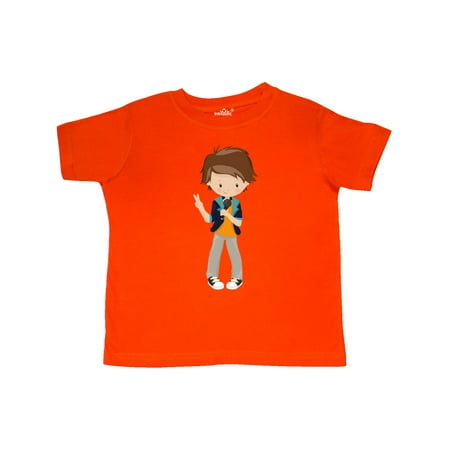 

Inktastic Rock Boy Brown Hair Band Singer Microphone Gift Toddler Boy Girl T-Shirt