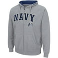 thumbnail image 2 of Men's Colosseum Heathered Gray Navy Midshipmen Arch & Logo 3.0 Full-Zip Hoodie, 2 of 3