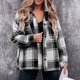 thumbnail image 2 of Chaqueta a cuadros para mujer, manga larga, cálida, cómoda, suave, transpirable, chaqueta femenina de moda, negro, XL, 2 of 5