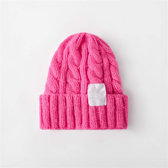 Men's And Women's Fashionable Warm Knitted Hat Small Woolen Hat Casual Hat Bomber Hats beanies hats Pink