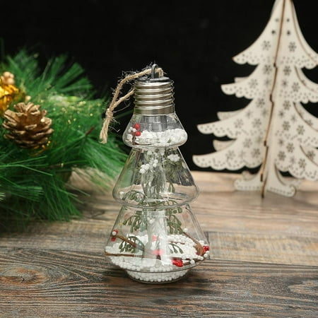 

Wrea Christmas Transparent LED Bulb Creative Tree Shape Pendant Xmas Tree Hanging Ornament Christmas Plastic Tree Ornaments