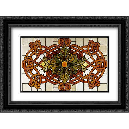 Skylight Panel For The Theatre of The Auditorium Building, Chicago, Illinois 2x Matted 24x18 Black Ornate Framed Art Print by