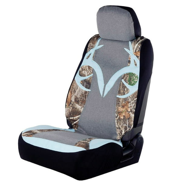 Realtree Ice Blue Camo 3pc Auto Accessories Kit Include 2 Low Back Seat Covers And 1 Steering Wheel Cover For Truck Car Suv Com - Infant Car Seat Cover Realtree Camo