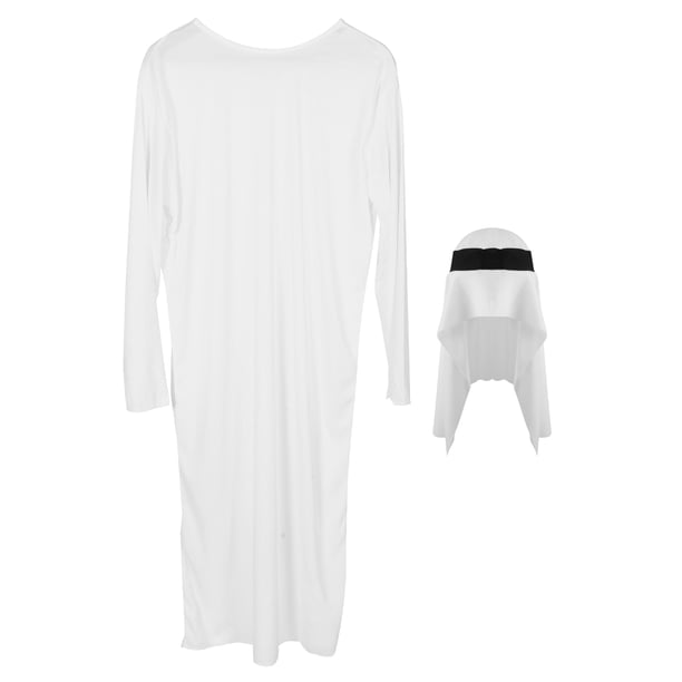 KAKOWELY 1 conjunto de disfraz de carnaval para Halloween, ropa musulmana árabe con sombrero, ropa musulmana para hombre, Thobe (XL)