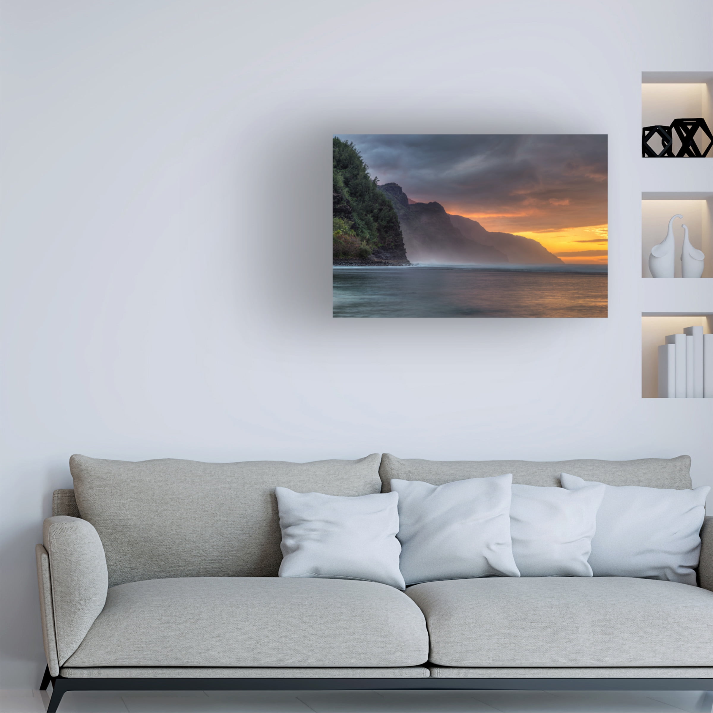 Trademark Fine Art Pierre Leclerc Napali Sunset Kauai Canvas Wall Art - 12x19