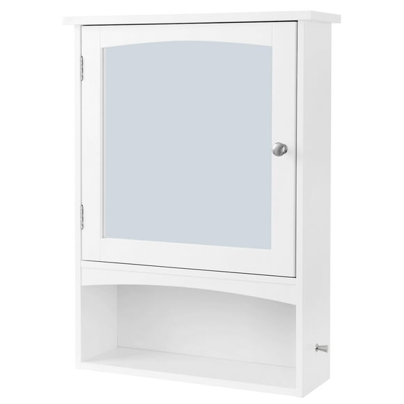 VASAGLE Mirror Cabinet, Bathroom Wall Storage Cabinet, Medicine Cabinet, Wooden, White