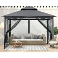 thumbnail image 6 of ABCCANOPY 11'x11' Patio Gazebo With Mosquito Netting and Double Soft Roof Canopies for Shade and Rain,Dark Gray, 6 of 8