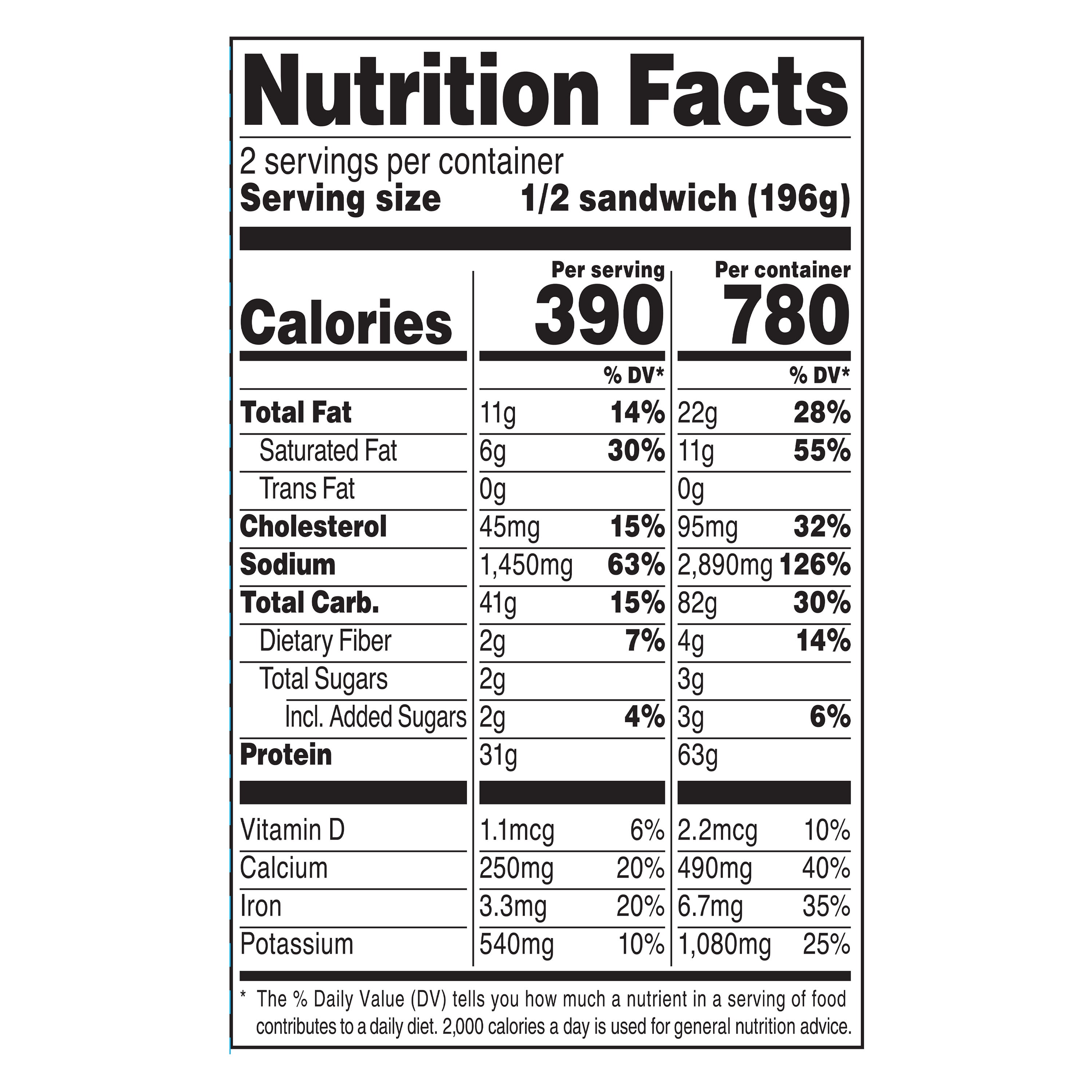 Marketside All American Sub Sandwich, Full, 14 oz, 1 Count (Fresh)