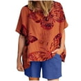 thumbnail image 2 of Aoujea 2 Piece Outfits for Women Plus Size 2PC Women Casual Summer Sports Suit Round Neck Print Short Sleeve Solid Shorts Set Two Piece Summer Sets, 2 of 8