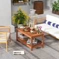 thumbnail image 2 of Patiojoy Patio Hardwood Coffee Table 2-Tier Wooden Coffee Table with Slatted Tabletop & Storage Shelf Outdoor Rectangular Cocktail Table, 2 of 8