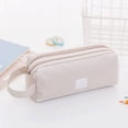 thumbnail image 3 of Double Layer Large Capacity Pencil Case Portable Cloth Pencil Bag With Handle Stationery Organizer With Double Zipper, 3 of 7