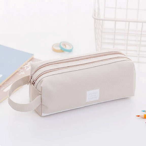 Under $1 Pencil Case, Double Layer Large Capacity with Handle, Portable Cloth Pen Pouch, Multi-Compartment Stationery Organizer for College Office by PALIFEUR
