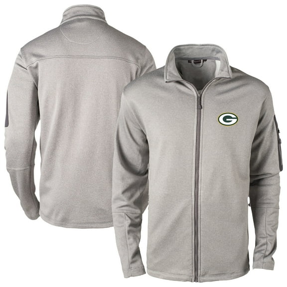 Men's Dunbrooke Heather Gray Green Bay Packers Full-Zip Fleece Jacket