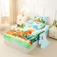 thumbnail image 2 of Metsweet Watercolor Dinosaur Twin Sheets 3pcs, Cartoon Jungle Animal Bedding, Orange Green,1 Fitted Sheet, 1 Flat Sheet and 1 Pillowcase, 2 of 5