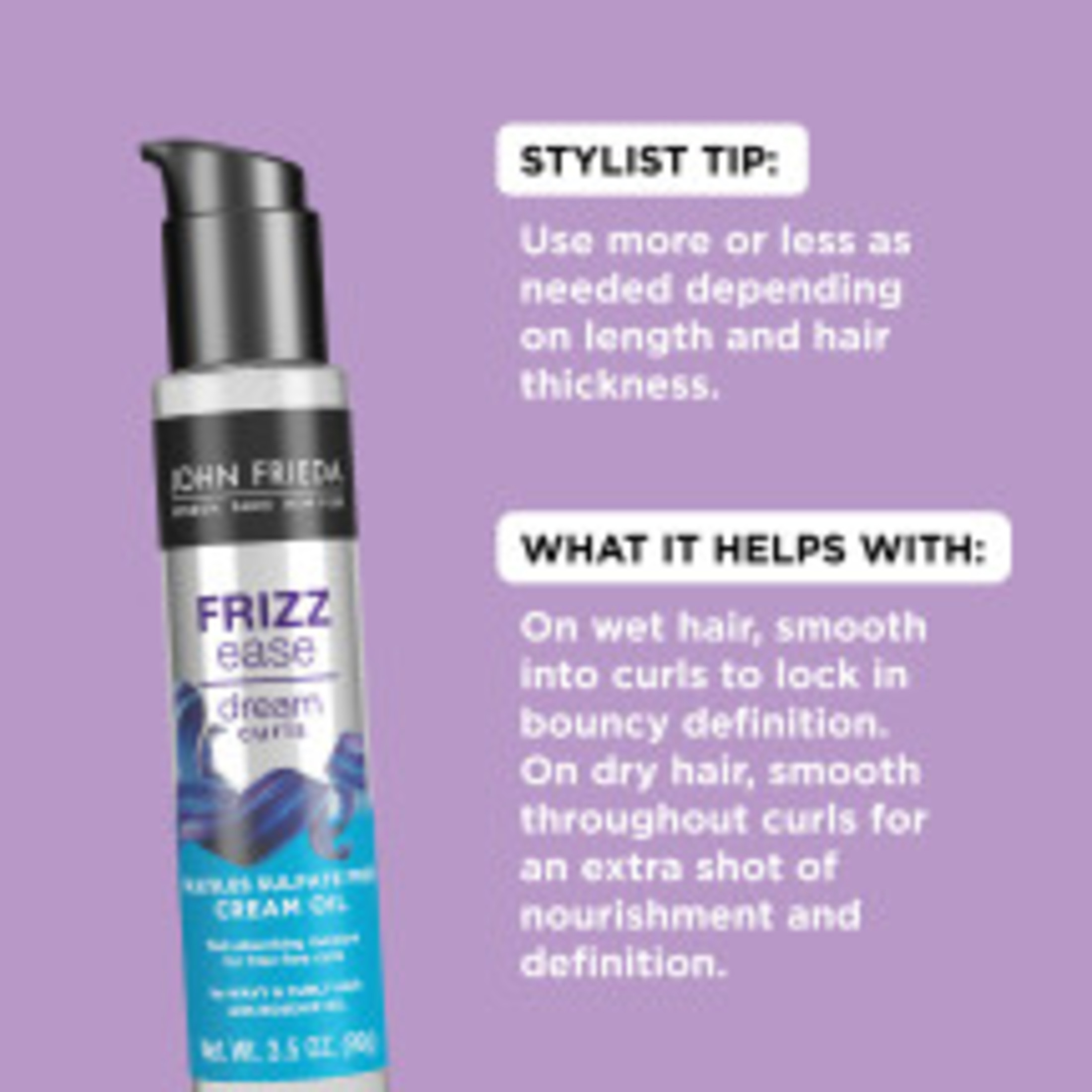 John Frieda Anti Frizz, Frizz Ease Dream Curls with Rosehip Oil, SLS/SLES Sulfate Free Cremé Oil, 3.5 fl oz - image 3 of 7