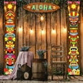 thumbnail image 2 of Decoración de fiesta hawaiana Luau Tiki Porche Banner Bienvenido Aloha Logo para fiesta de hibisco Tropical Banner Tiki Puerta colgante Decoración Carnaval Fiesta Selva Fondo (estilo clásico) JM, 2 of 7