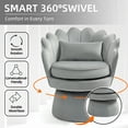 thumbnail image 4 of Newnno 360° Swivel Accent Chairs Set of 2, Mid-Century Modern Velvet Barrel Chair, Comfy Shell Shape Arm Chair with Lumbar Pillow for Living Room, Bedroom, Office, Gray, 4 of 13