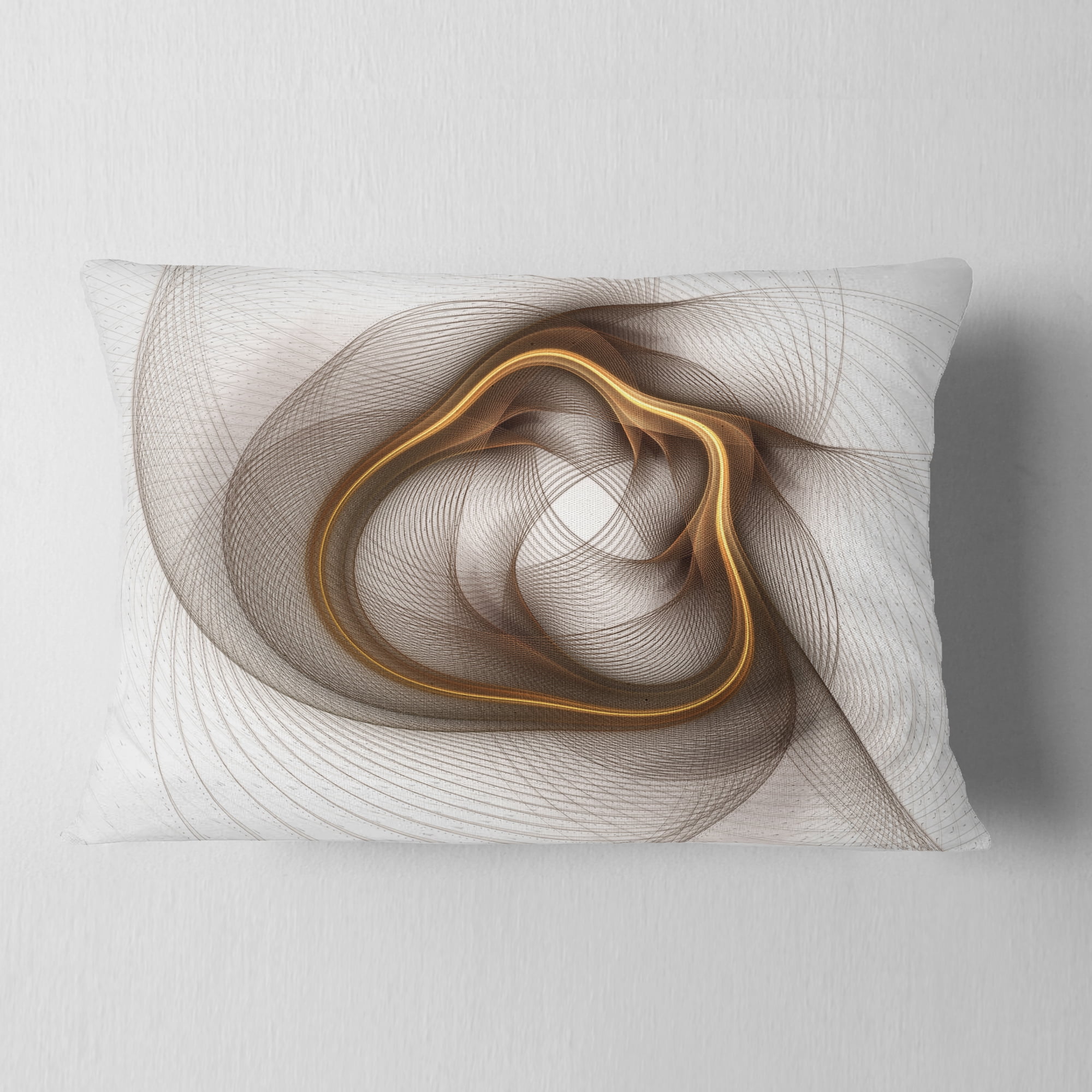 Designart Brown Abstract Fractal Flower - Floral Throw Pillow - 12x20
