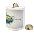 thumbnail image 3 of Earth Piggy Bank, Globe of Planet Earth Realistic Continents Geography Theme Pencil Sketch, Ceramic Coin Bank Money Box for Cash Saving, 3.6" X 3.2", Blue Green Pale Brown, by Ambesonne, 3 of 4