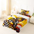 thumbnail image 5 of Manfei Cool Motorbike Twin Sheets,Checkered Pattern Bedding,Yellow,3-Piece,1 Fitted Sheet and 1 Pillowcase, 5 of 6