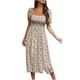 thumbnail image 1 of Vestido de manga abullonada estampado de manga corta con cuello cuadrado para mujer informal a la moda Fridja  qw753, 1 of 9