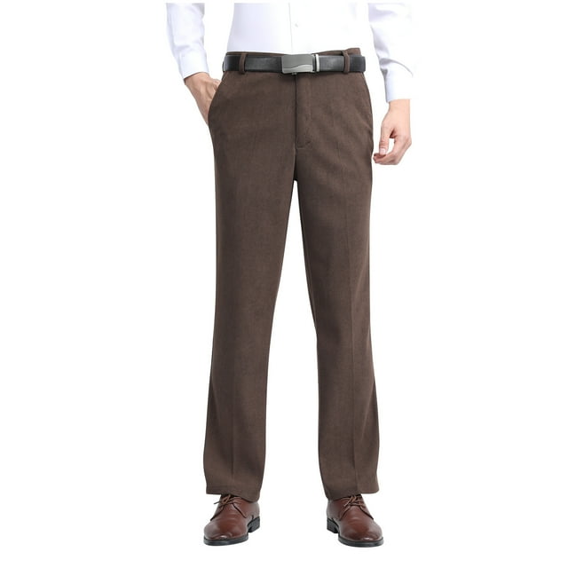 GreatBaby Men's Warmkeeping Corduroy Pants Solid Color Versatile for Spring Fall Straight Cut with Pocket Fashionable Texture for Warmth(Coffee#5,4XL)