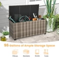 thumbnail image 4 of Patiojoy 96 Gallon Outdoor Storage Box PE Wicker Deck Box with 4 Wheels & Waterproof Liner Patio Rattan Storage Container Mix Grey, 4 of 10