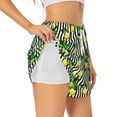 thumbnail image 1 of Balery Lemons on Striped Pantalones cortos deportivos para mujer con forro y dos bolsillos, elásticos, para entrenamiento, gimnasio, yoga-Medium, 1 of 7