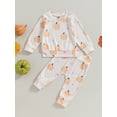 thumbnail image 2 of Wassery 2PCS Baby Halloween Clothes Newborn Girls Fall Outfits Set Long Sleeve Pumpkin Print Sweatshirt Tops+ Elastic Waist Pants Infant Halloween Costume 0-24 Months, 2 of 8