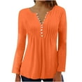 thumbnail image 1 of HKEJIAOI Polyester Manches Longues Haut Uni Femme Boutonné Col Rond Coupe Classique, 1 of 4