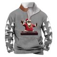 thumbnail image 1 of Sudadera sin capucha para hombre, de invierno, con cuello alto, cremallera, estampado navideño, jersey de manga larga, sudadera con capucha, blusa de poliéster para hombre, 1 of 2