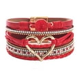 thumbnail image 1 of Pulsera de estilo de moda para mujer, pulsera magnética con diamantes de imitación y cuero artificial de PU suave, 1 of 6