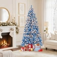 thumbnail image 2 of Gymax 6 FT Pre-Lit Artificial Christmas Tree Blue Hinged Xmas Tree w/ 767 Frosted PVC Branch Tips, 2 of 10