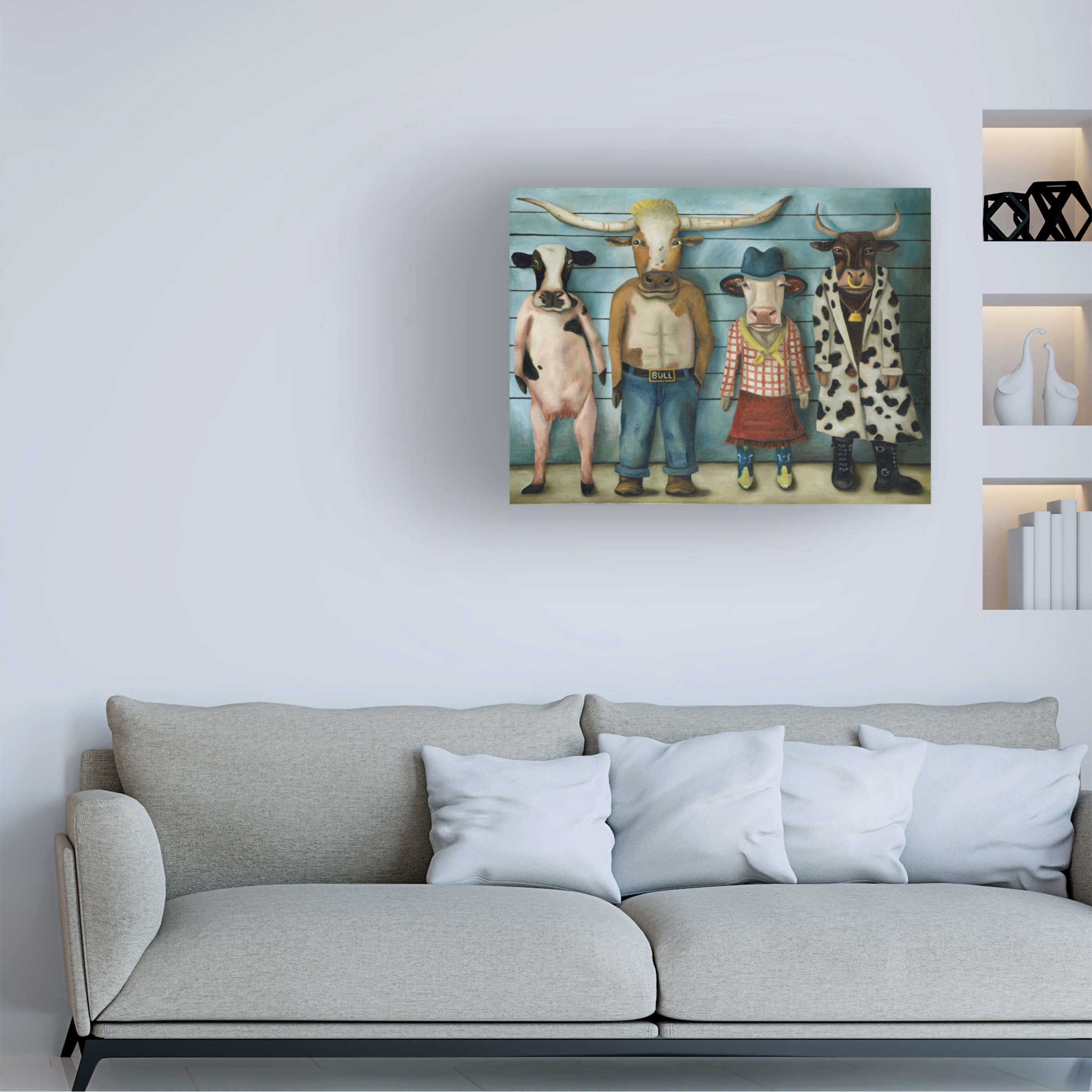 Trademark Fine Art 'Cattle Line Up' Canvas Art by Leah Saulnier