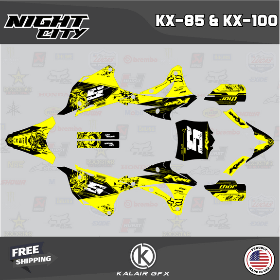 Kalair GFX Graphics Kit for Kawasaki KX85 (2014-2021) Nightcity Series