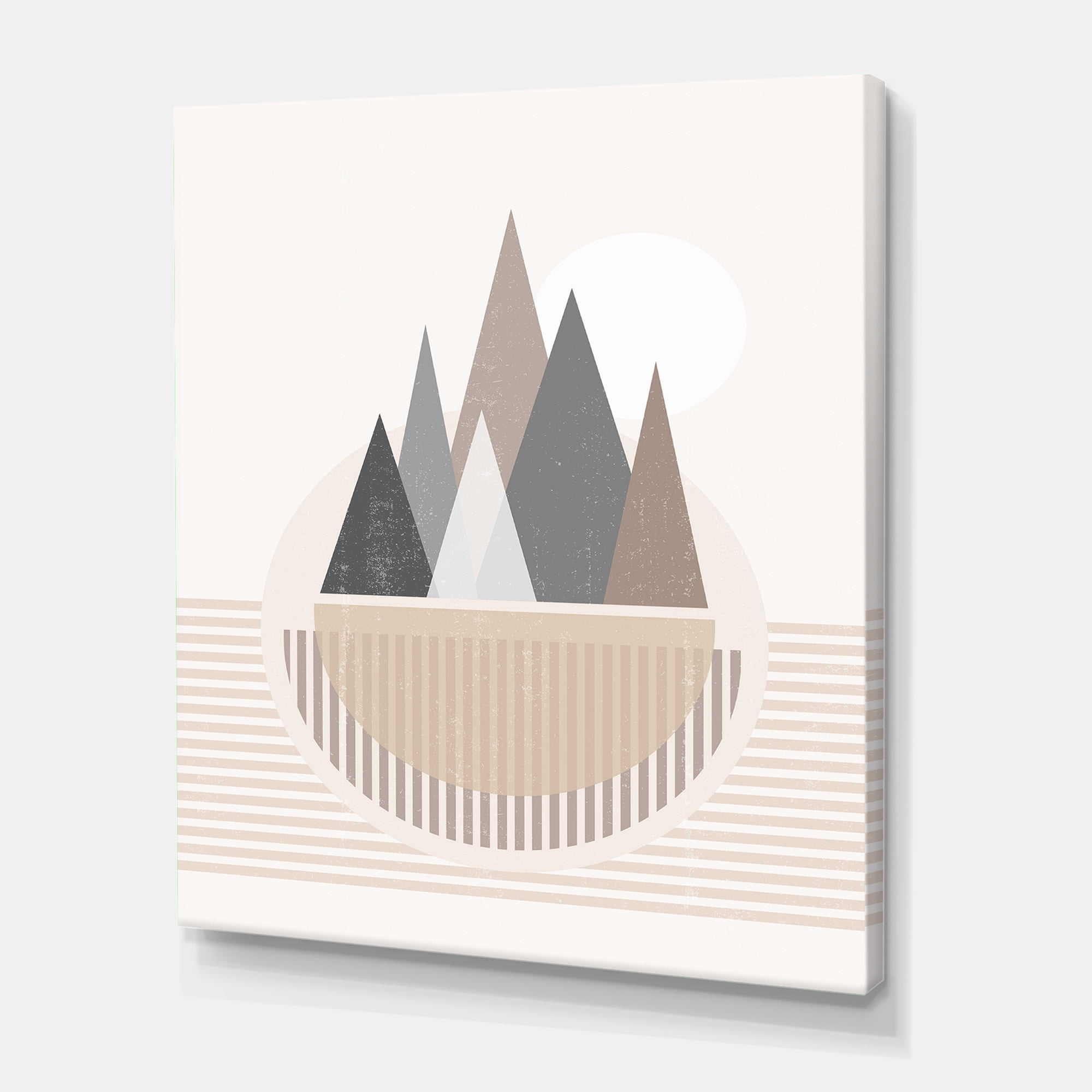 Abstract Moon and Sun In Mountains III 12 in x 8 in Painting Canvas Art Print, by Designart
