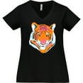 thumbnail image 3 of Inktastic Tiger Head Women's Plus Size V-Neck T-Shirt, 3 of 5