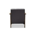 thumbnail image 4 of Baxton Studio Larsen Mid-Century Modern Gray Fabric Upholstered Walnut Wood Lounge Chair, 4 of 5