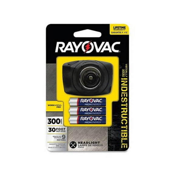 Virtually Indestructible LED Headlight 3 AAA Batteries Included, 136 m Projection, Black