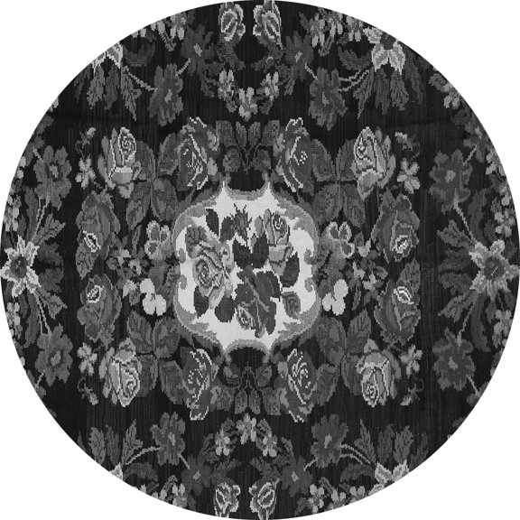 Ahgly Company Indoor Round Medallion Gray French Area Rugs, 3' Round