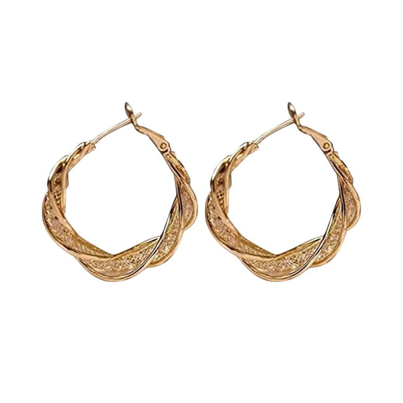 SUSHANG Women'S Fashion Earrings Fashion Earrings Twisted Hollow Earrings Women'S Ear Hoop Light Luxury Fashion Earrings