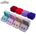 thumbnail image 2 of Flip Cover Jewelry Storage Boxes Earrings Pendant Jewelry Box Velvet Case Earrings Plastic Display Box 7*7*4cm WHITE, 2 of 6