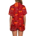 thumbnail image 4 of Enjoytime Christmas Womens Pajama Set Print Notch Collar Short Sleeve Shirts Shorts 2 Piece Loungewear Sets Casual Button Down Sleepwear, 4 of 7